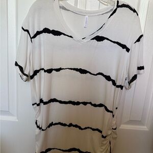 Elegant Black and White Striped Women's Tee